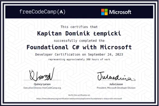 certyfikat microsoftu