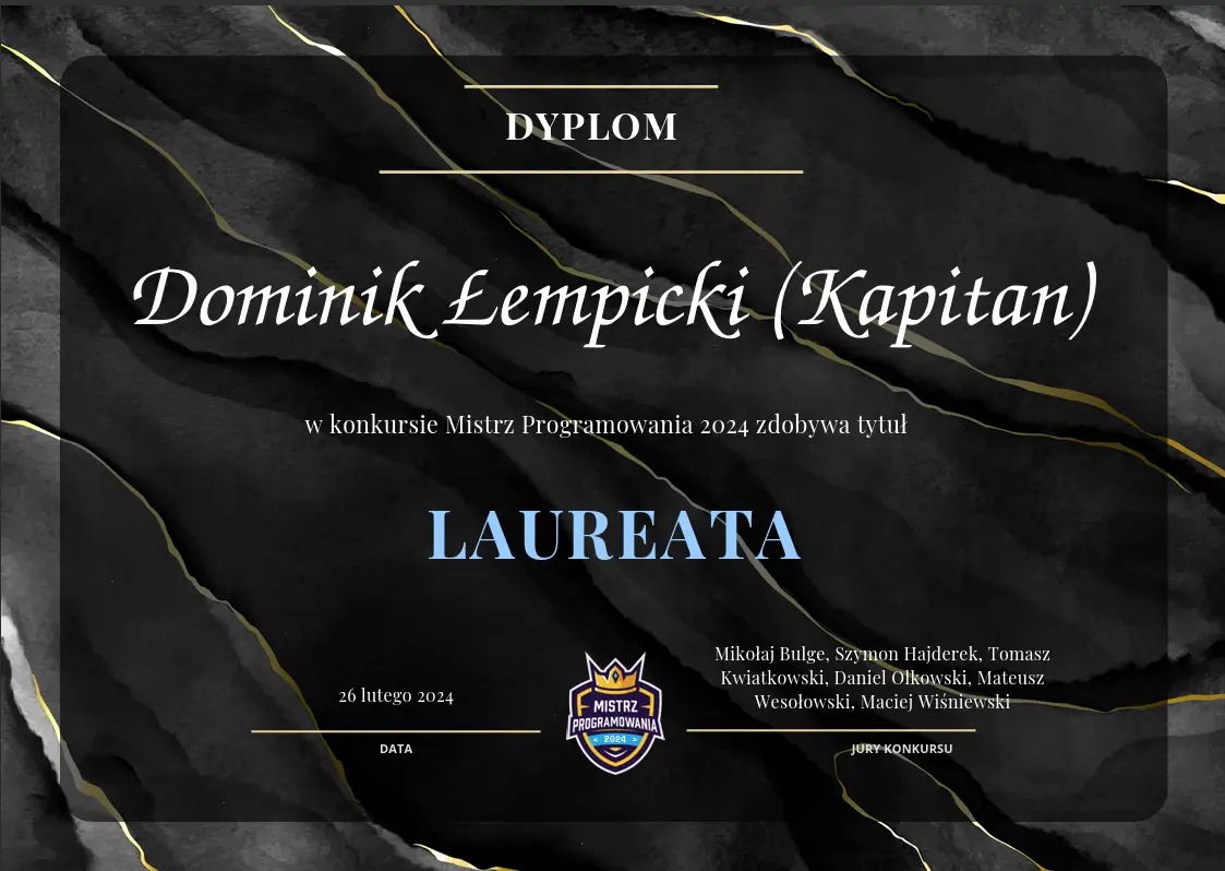 certyfikat mistrz programowania